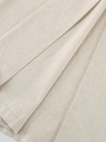 オートミールリネンコットンブレンドレディースシャツドレス - ノースリーブノッチドラペルロングドレス、ポケット付き - エレガントなベルト付きサマーオフィスウェア 2026