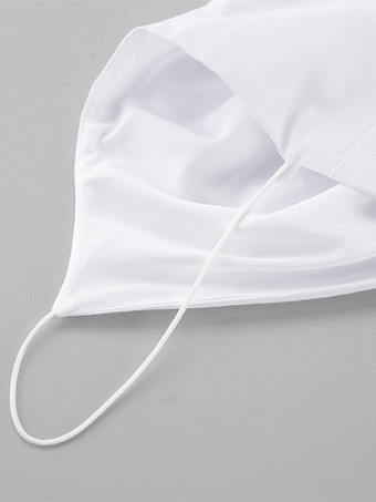 ホワイト 100% コットン レディース マキシドレス - スパゲッティストラップ ルーシュバスト サンドレス - セクシーな V ネック ラッフルトリム ビーチ バケーション ロングドレス 2026