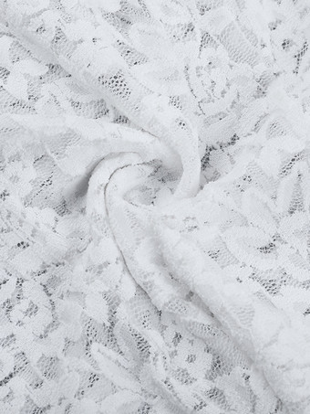 ホワイトフローラルレースシアーレディースクロップトップ - スカラップスクエアネック長袖ブラウス - コケットな雰囲気のフレンチロマンティックな外出用トップス 2026