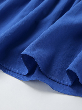 ロイヤルブルー 100% コットン レディース マキシドレス - クリスクロス バックレス ストラップ サンドレス - Vネック サマー ビーチ バケーションドレス 2026