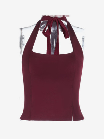 ホルターネックのバックレスクロップトップ - セクシーなバレエコア素材の露出したバックジッパーキャミソール - コケットな美的ナイトアウトスリムフィットタンクトップ 2026