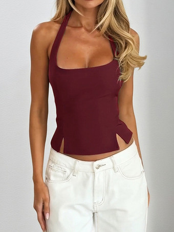 ホルターネックのバックレスクロップトップ - セクシーなバレエコア素材の露出したバックジッパーキャミソール - コケットな美的ナイトアウトスリムフィットタンクトップ 2026