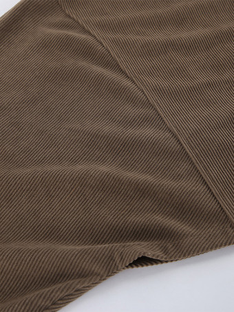 ブラウンコーデュロイのレディースクロップドジャケット - オーバーサイズユーティリティトップ - マイラールスタイルのストリートウェアカジュアルデイリーアウトフィット2026