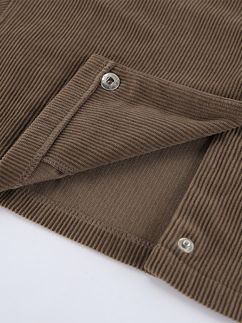 ブラウンコーデュロイのレディースクロップドジャケット - オーバーサイズユーティリティトップ - マイラールスタイルのストリートウェアカジュアルデイリーアウトフィット2026