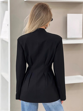 アワーグラス テーラード レディース ブラック ブレザー - ストラクチャードショルダー シングルブレスト シンチジャケット - コーポレートコア カジュアル ワークウェア アウター 2026
