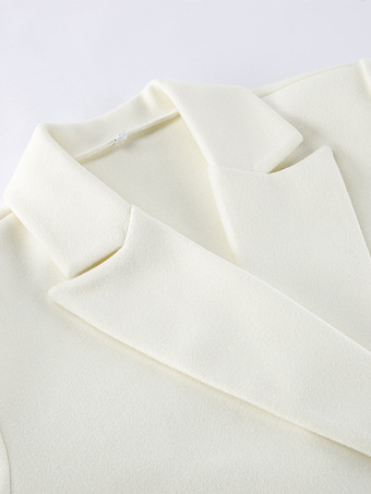 クリーム色のノッチドラペルレディースブレザー - オーバーサイズシングルブレストジャケット - 落ち着いたミニマリストストリートカジュアル春コーデ 2026