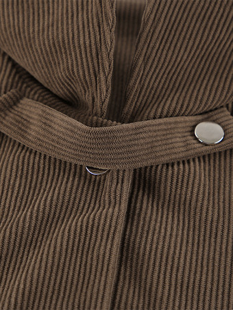 ブラウンコーデュロイのレディースクロップドジャケット - オーバーサイズユーティリティトップ - マイラールスタイルのストリートウェアカジュアルデイリーアウトフィット2026