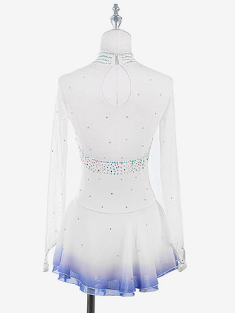 ホワイト スケートドレス スイートハート ビーズ ハイカラー 長袖 女性と女の子向け スケートドレス