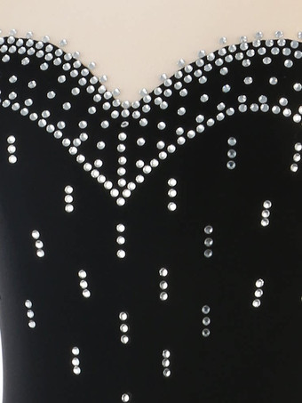 パープルのスケートドレス、スウィートハートラインストーン、ヌードカラーの長袖アイススケータードレス（女性と女の子用）