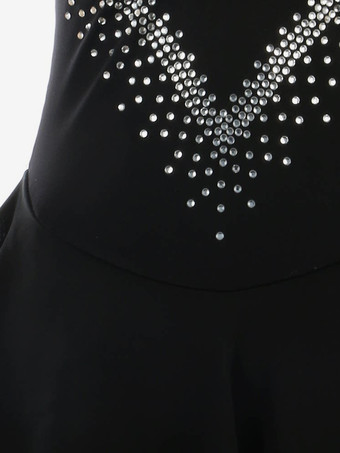 パープルのスケートドレス、スウィートハートラインストーン、ヌードカラーの長袖アイススケータードレス（女性と女の子用）