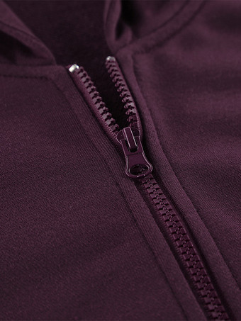 アクティブな女性のためのアスレジャースタイルセット - プラム色のフード付きジップアップワイドレッグトラックスーツ - 2026年春のラウンジヨガウェア