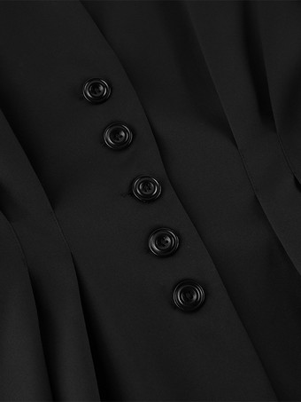 オフィスレディ向け砂時計型ブレザーセット - ブラック モダン プリーツ ウエスト絞りテーラリング - 2026年春のワークウェアスーツ