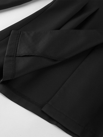 オフィスレディ向け砂時計型ブレザーセット - ブラック モダン プリーツ ウエスト絞りテーラリング - 2026年春のワークウェアスーツ