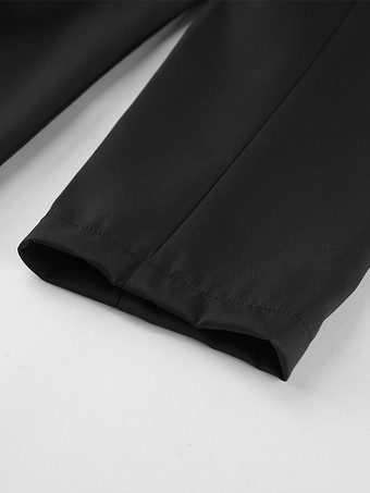 オフィスレディ向け砂時計型ブレザーセット - ブラック モダン プリーツ ウエスト絞りテーラリング - 2026年春のワークウェアスーツ