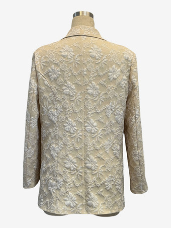 花柄ジャカード織りレディースブレザー - エレガントな3Dエンボス加工の花柄、シングルボタン、レギュラーフィットジャケット - ヴィンテージシックな春の結婚式用アウター 2026