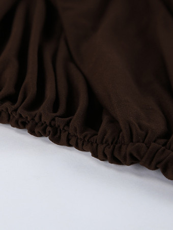 シックなレディースコーヒーボディコンドレス - セクシーなギャザーデザイン長袖ミニカット - ミニマリストスプリングクラブウェア2026