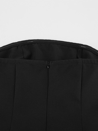 エレガントなレディース2点セット - ヴィンテージペプラムチューブトップサイドスリットミディスカート - シックな夏のパーティウェア 2026