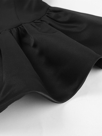 エレガントなレディース2点セット - ヴィンテージペプラムチューブトップサイドスリットミディスカート - シックな夏のパーティウェア 2026