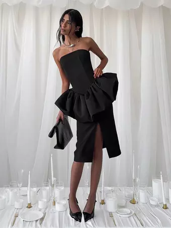 open lace back dress Mother of the Bride Long Peplum Dress by Marsoni 1037  The Dress Outlet