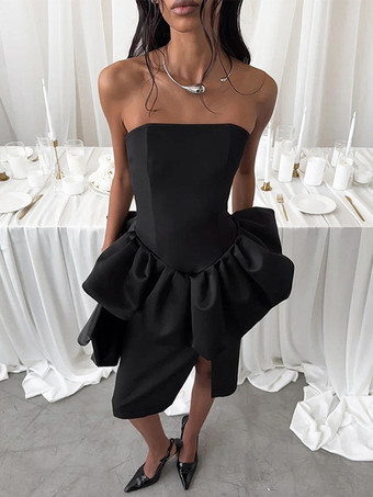 エレガントなレディース2点セット - ヴィンテージペプラムチューブトップサイドスリットミディスカート - シックな夏のパーティウェア 2026