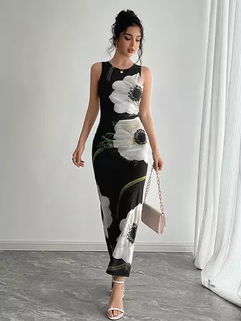90s floral maxi dress 90s Grunge Floral Maxi Dress