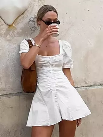 women cotton mini dress Soft cotton mini dress 'MAYA'- White voile shirred dress-loungewear cotton dress-romantic dress-sleep wear-gift for women-cotton Beach dress
