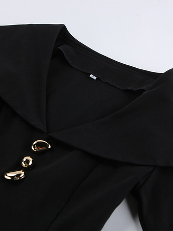 エレガントなツーピースセット レディース トラウザースーツ - ヴィンテージ風の大きな襟、ゴールドボタン、ベルスリーブ - 2026年春のガラ・イブニング衣装