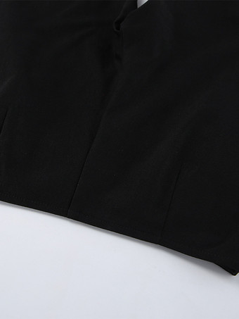 エレガントなツーピースセット レディース トラウザースーツ - ヴィンテージ風の大きな襟、ゴールドボタン、ベルスリーブ - 2026年春のガラ・イブニング衣装