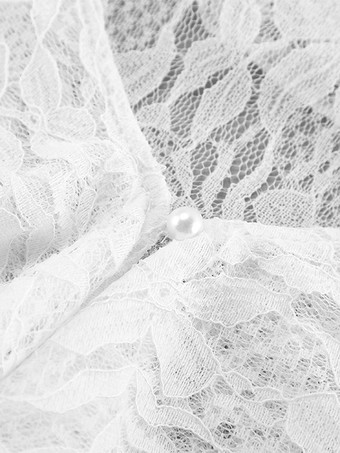 ホワイトフローラルレースのレディースブラウス - エレガントなフリルフレアスリーブシースルートップ - コケットフェアリーコアスプリングナイトアウトクラブウェア2026