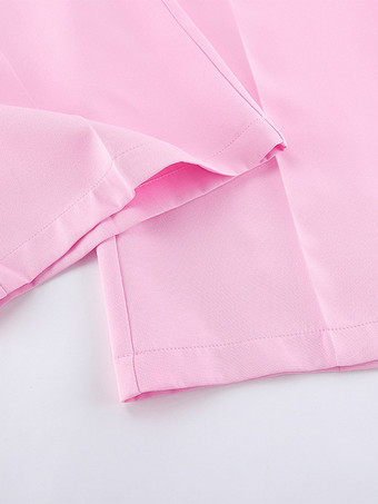 レディース用ノースリーブブレザーセット（ビジネスカジュアル） - ピンクのシックなダブルブレストテーラードカット - 2026年夏のワークスタイル