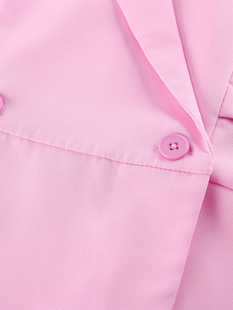 レディース用ノースリーブブレザーセット（ビジネスカジュアル） - ピンクのシックなダブルブレストテーラードカット - 2026年夏のワークスタイル