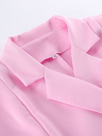 レディース用ノースリーブブレザーセット（ビジネスカジュアル） - ピンクのシックなダブルブレストテーラードカット - 2026年夏のワークスタイル