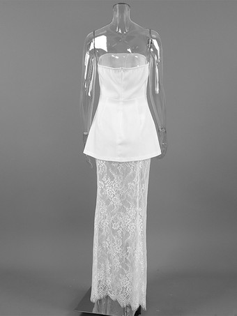 ストラップレストップス＆レースマキシスカート レディースツーピースセット - エレガントなスリムフィット花柄レース - 夏のパーティクラブナイトウェア 2026