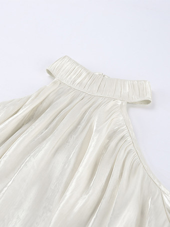 コールドショルダー レディース ホルターブラウス - エレガントなランタンスリーブ ルーズフィット トップス スカーフ付き - フェアリーコア スプリング パーティ トップ 2026