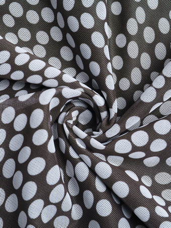 ドット柄メッシュレディースマキシドレス - レトロスクエアネック長袖ボディコン - フレンチシックな2026年春休み