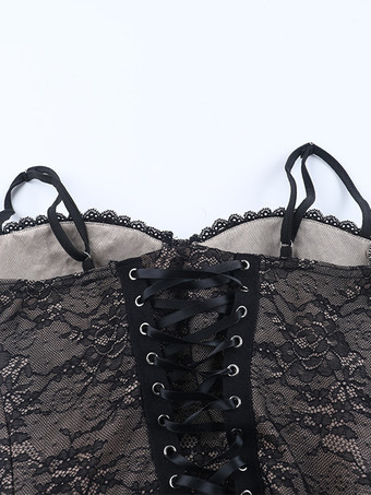 ブラックレースコルセットレディースミニドレス - セクシーな背中開きレースアップボディコン - コケットな美学サマーパーティナイトクラブウェア2026