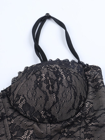 ブラックレースコルセットレディースミニドレス - セクシーな背中開きレースアップボディコン - コケットな美学サマーパーティナイトクラブウェア2026