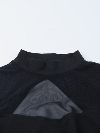 ハイカットスリットメッシュスリーブレディースマキシドレス - セクシーなオープンバックスリムブラックボディコン - ゴスコアパーティナイトアウトフィット2026