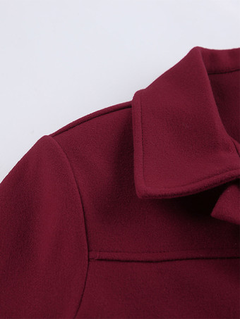 バーガンディレッドのレディースクロップドジャケット - シックなターンカラー、ジップアップ、伸縮性のある裾 - 2026年春のカジュアルストリートウェア