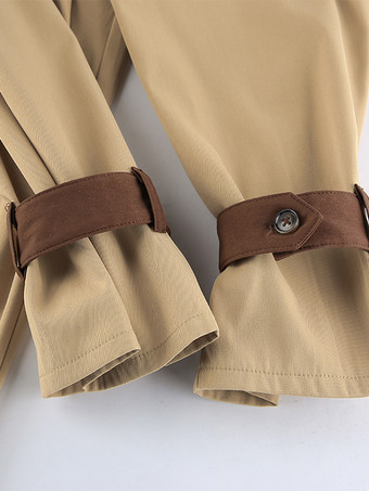 Barn カラーブロック レディース ロングトレンチコート - ユーティリティ ドローストリングウエスト ロングラインフィット - サファリスタイル 春のカジュアルアウター 2026