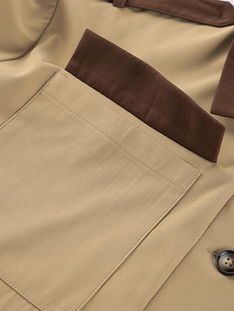 Barn カラーブロック レディース ロングトレンチコート - ユーティリティ ドローストリングウエスト ロングラインフィット - サファリスタイル 春のカジュアルアウター 2026