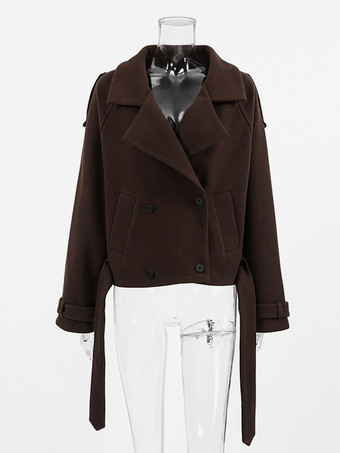 ダブルブレスト レディース ショートジャケット - シックなベルト付きクロップド丈 - 2026年春のカジュアルストリートウェア クワイエットラグジュアリー