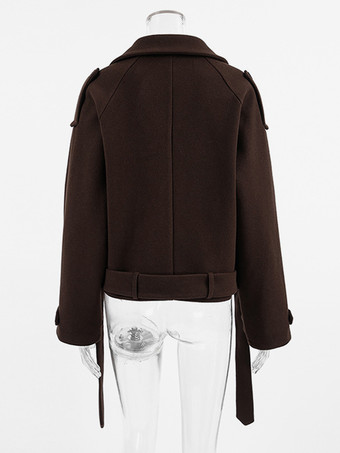 ダブルブレスト レディース ショートジャケット - シックなベルト付きクロップド丈 - 2026年春のカジュアルストリートウェア クワイエットラグジュアリー