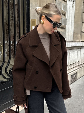 ダブルブレスト レディース ショートジャケット - シックなベルト付きクロップド丈 - 2026年春のカジュアルストリートウェア クワイエットラグジュアリー