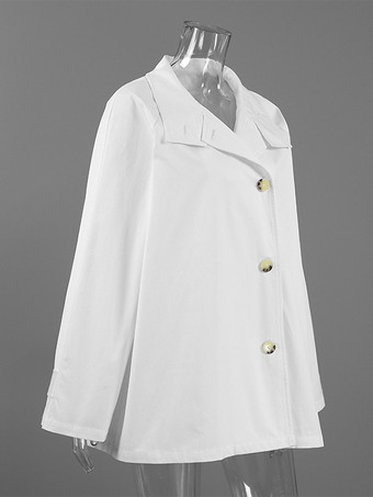 コットン混紡レディーストレンチジャケット - ミニマルなダブルブレスト、ワイドスリーブ、オーバーサイズフィット - 2026年春のカジュアルストリートウェア