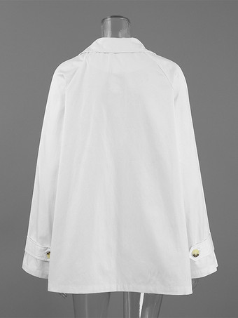 コットン混紡レディーストレンチジャケット - ミニマルなダブルブレスト、ワイドスリーブ、オーバーサイズフィット - 2026年春のカジュアルストリートウェア