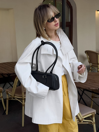 コットン混紡レディーストレンチジャケット - ミニマルなダブルブレスト、ワイドスリーブ、オーバーサイズフィット - 2026年春のカジュアルストリートウェア