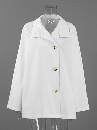コットン混紡レディーストレンチジャケット - ミニマルなダブルブレスト、ワイドスリーブ、オーバーサイズフィット - 2026年春のカジュアルストリートウェア