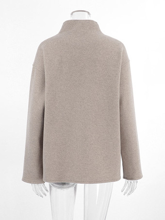 ダブルブレストのレディースショートコート - ミニマルなスタンドカラーのボックス型アウター - オールドマネー風の2026年春のストリートウェア