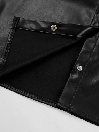 フェイクレザーシャツ レディース ボタンダウン シャケット - ミニマルな襟付き長袖トップス - オーバーサイズ ストリートウェア 春のコーディネート 2026